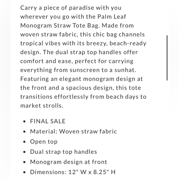NWT VICI Sold Out Palm Leaf Monogram Straw Tote Bag - Picture 7 of 12